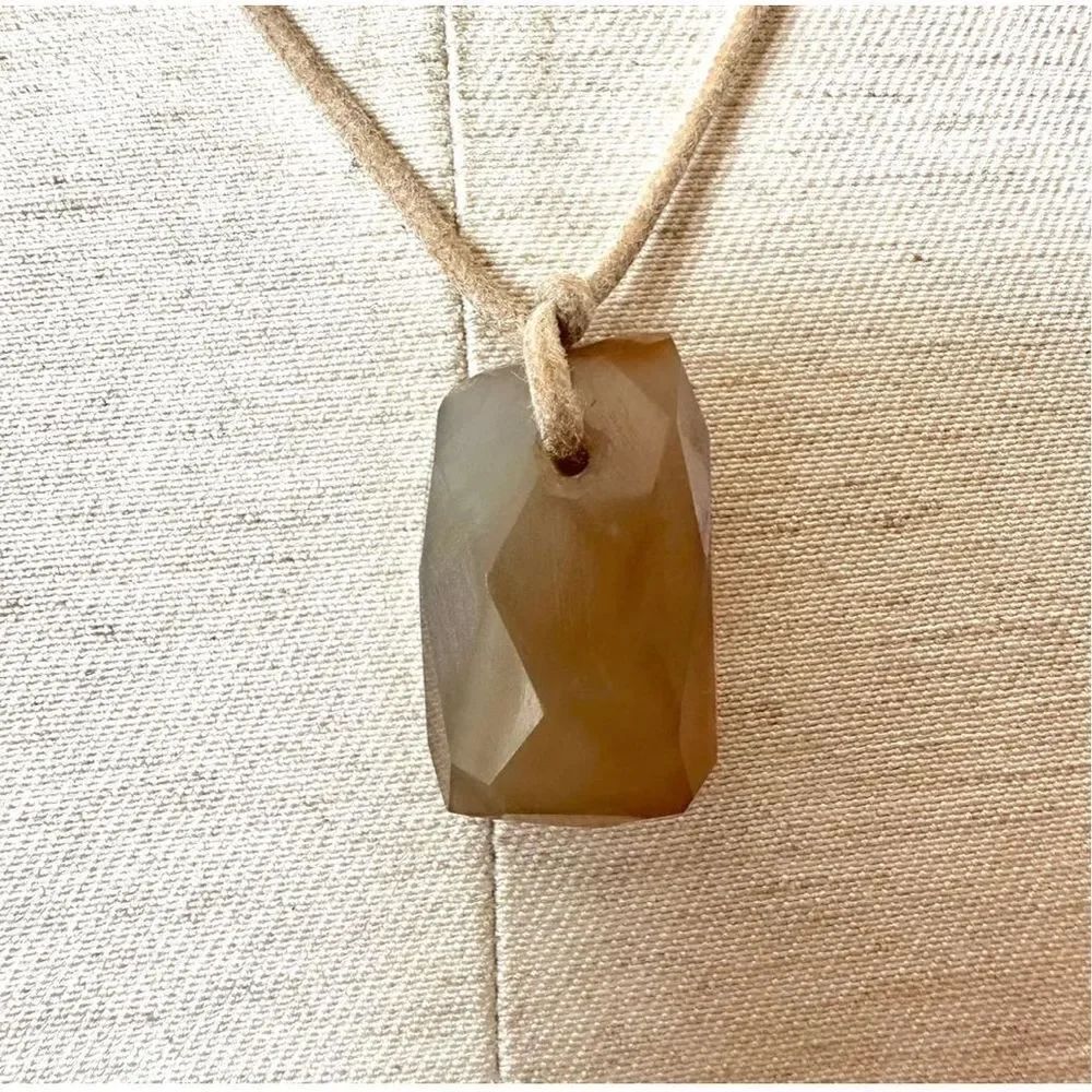 Agate pendant necklace on brown cord